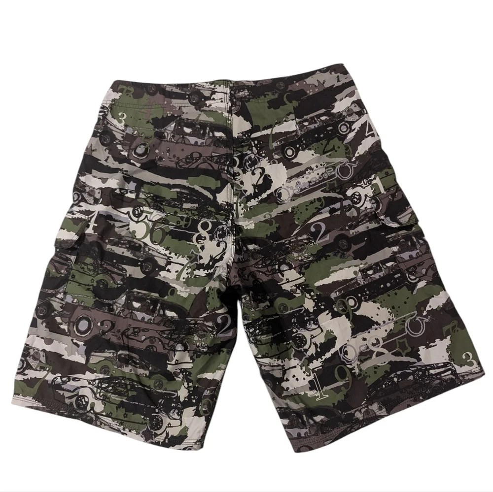Vast Car Print Camo Board Shorts Size 33